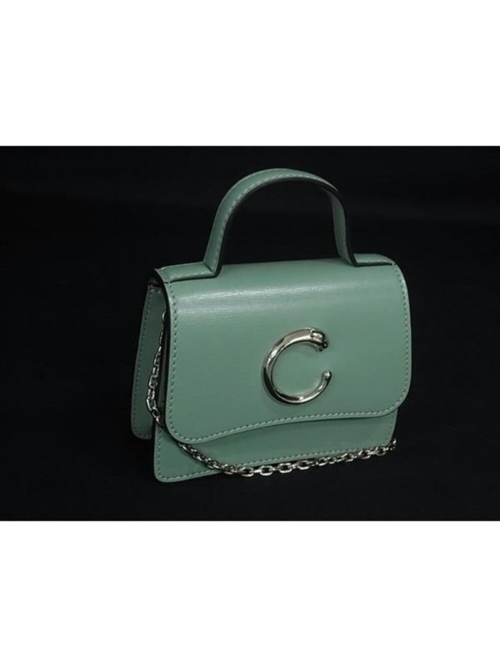 Cartier Panthere C Micro Leather Chain Shoulder Bag Pochette Green